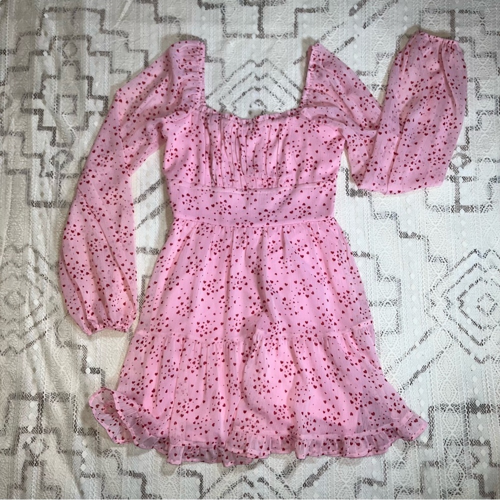 Miami Pink Heart Pattern Mini Dress